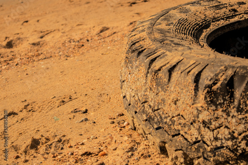 tire tracks in sand