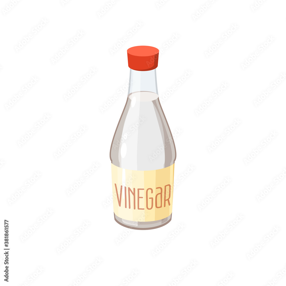 Bottle of vinegar. Vector illustration cartoon flat icon isolated on white. Bottle of vinegar. Vector illustration cartoon flat icon isolated on white.
