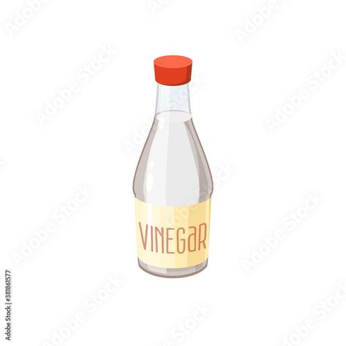 Bottle of vinegar. Vector illustration cartoon flat icon isolated on white.