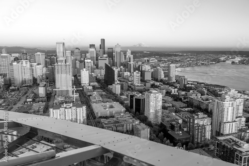 Seattle city downtown skyline cityscape in Washington State   USA