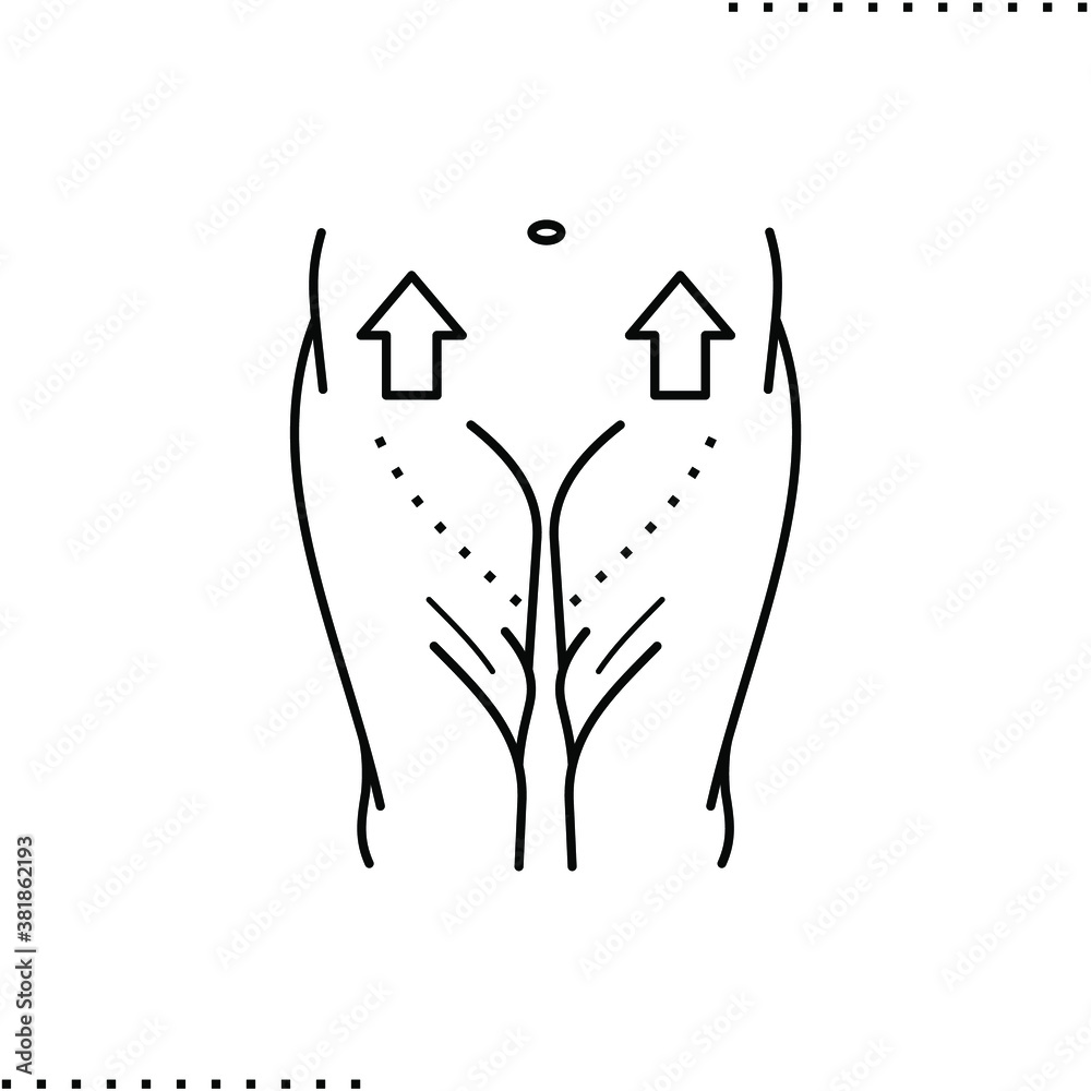 plastic surgery and thigh lift vector icon in outlines Stock Vector