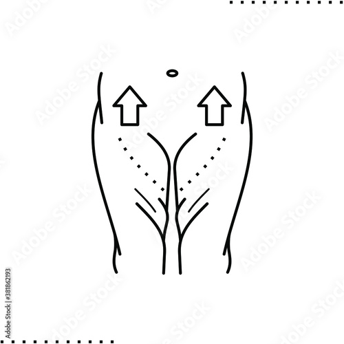 plastic surgery and thigh lift  vector icon in outlines