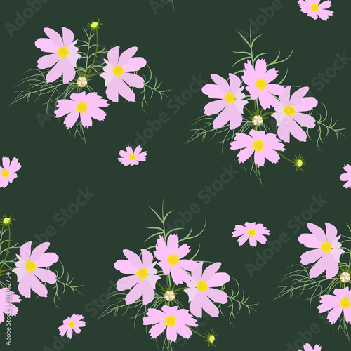 Seamless vector illustration with a kosmei flowers