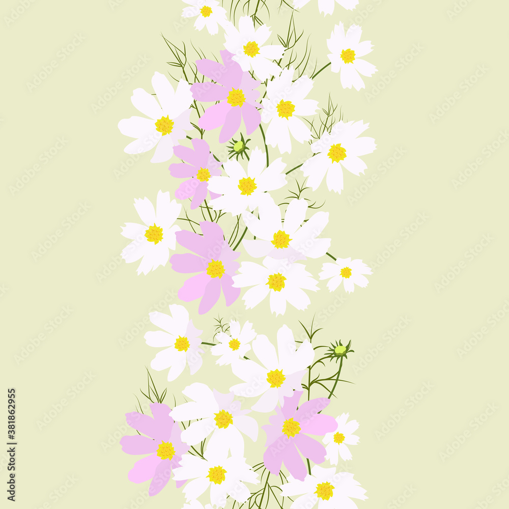 Seamless vector illustration with flowers kosmeja