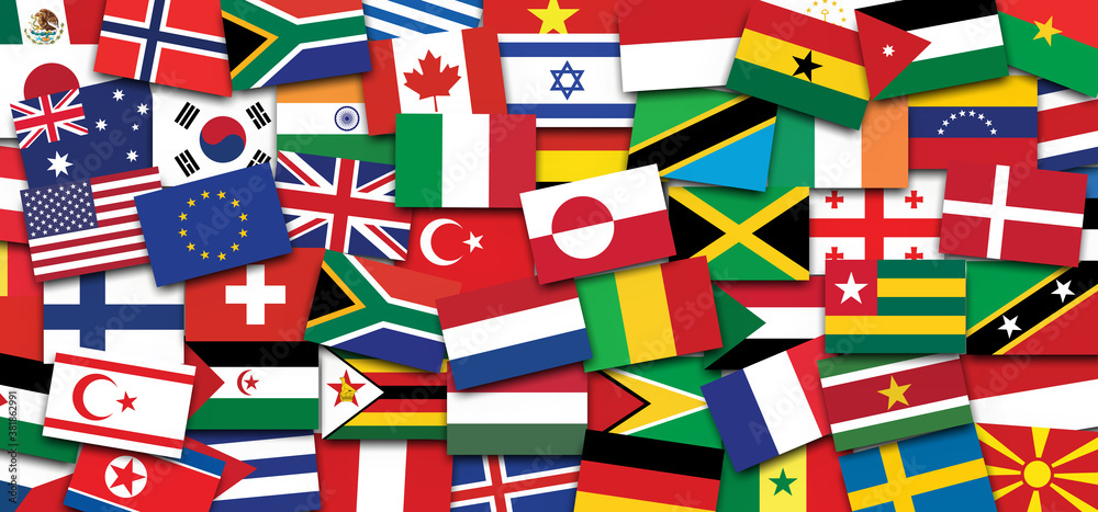 Big flag background made of world country flags icons. International countries flags signs. Big flag background made of world country flags icons. International countries flags signs.