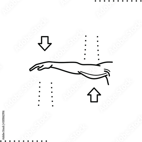 plastic surgery and shape correction, arm lift  vector icon in outlines