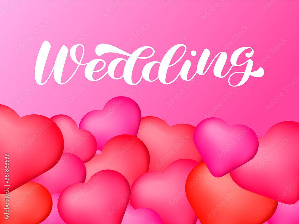 Wedding brush lettering. Vector stock illustration for poster or banner