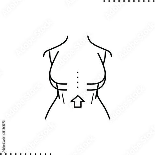 plastic surgery, breast reduction  vector icon in outlines