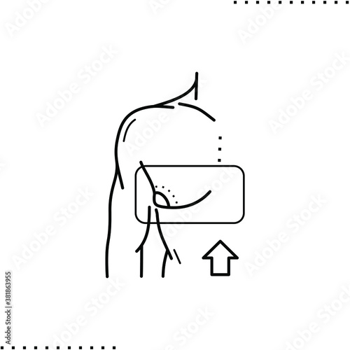 plastic surgery and body shape correction, gynecomastia  vector icon in outlines