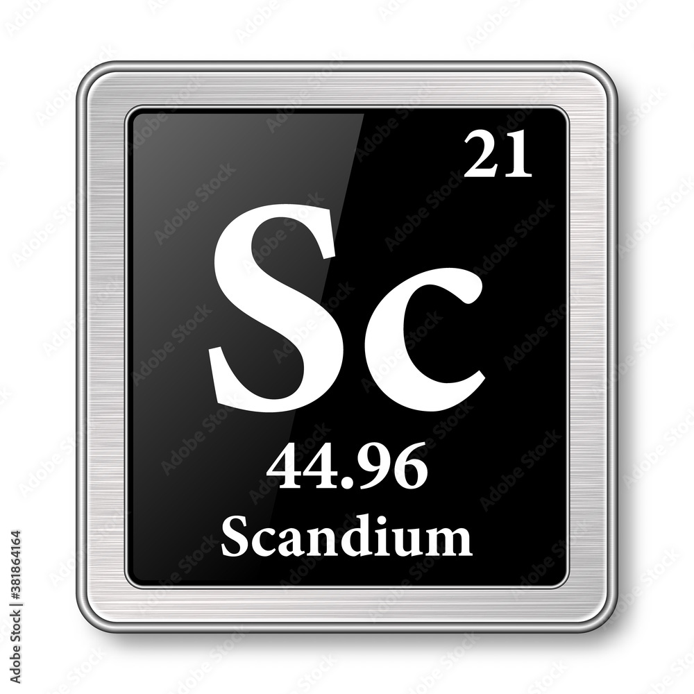 The periodic table element Scandium. Vector illustration
