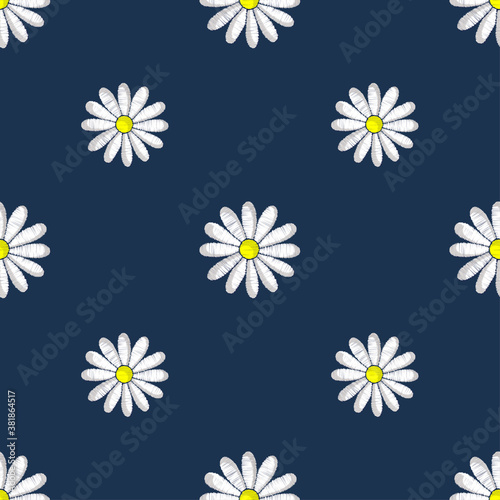 Daisy flower on a blue background. Ideal for scrapbooking, packing materials, fabrics and more.