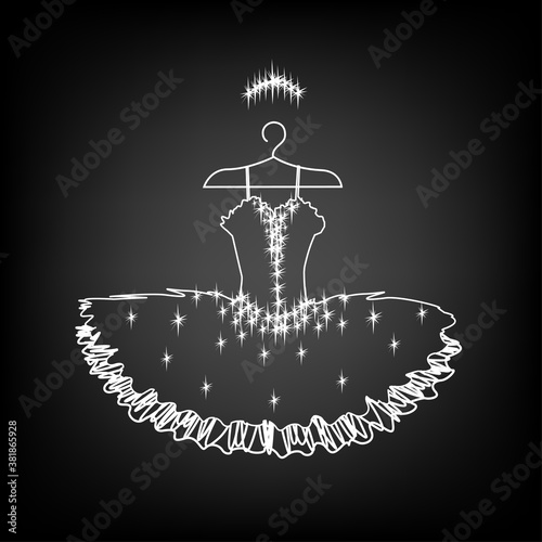 Ballet tutu on a hanger silhouette. Vector illustration of a dress for a ballerina.