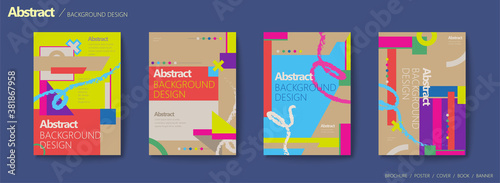 Colorful memphis style flyer set