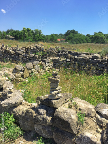 Stone pyramids at the site of the ancient city of Myrmekion