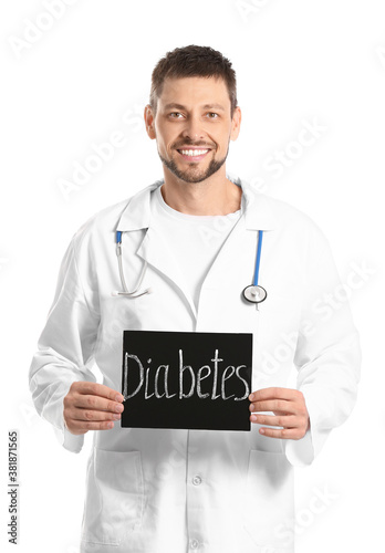 Doctor holding board with w...