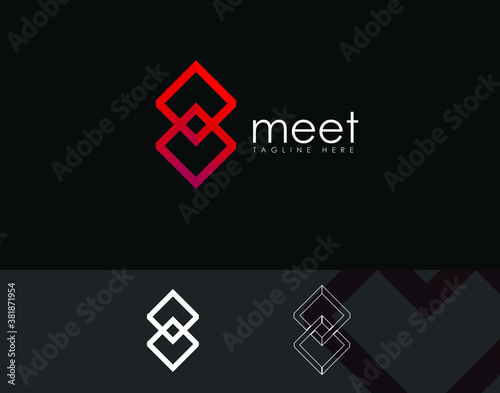 Meet logo abstract symbol,mark and sign simple identity modern trend design
