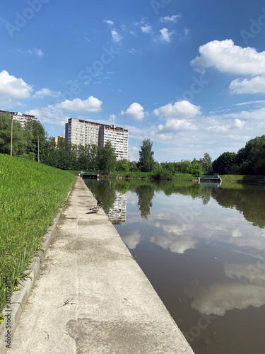 Moscow, Russia / June, 2020: discharge device of the Ivanovo sump in Yuzhnoye Izmailovo