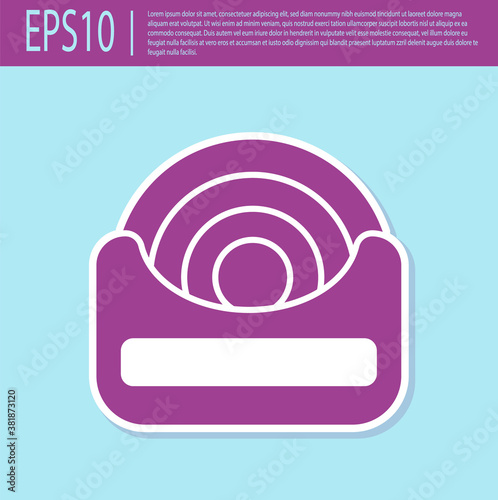 Retro purple Dental floss icon isolated on turquoise background. Vector.