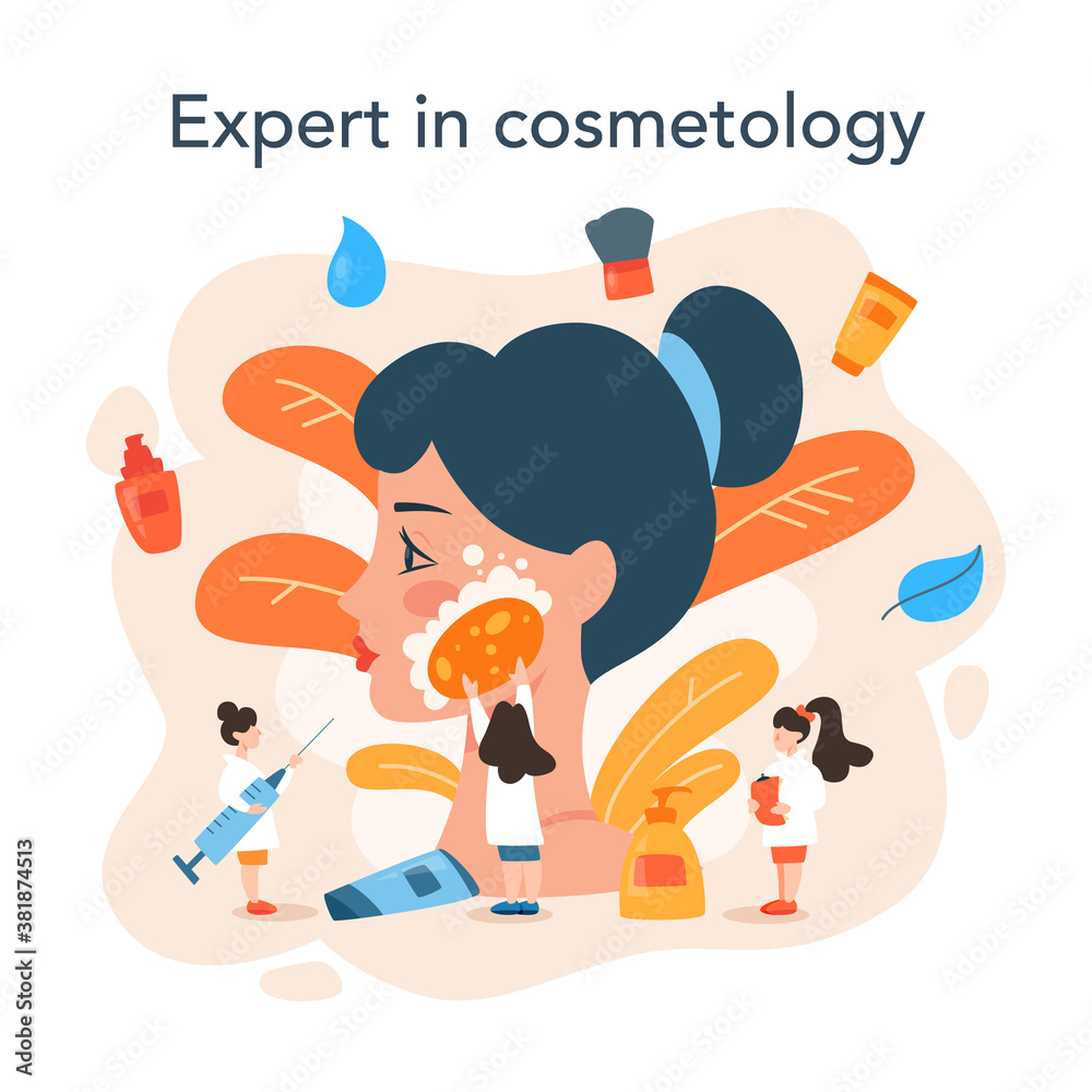 Cosmetologist concept, skin care and treatment. Young woman Cosmetologist concept, skin care and treatment. Young woman