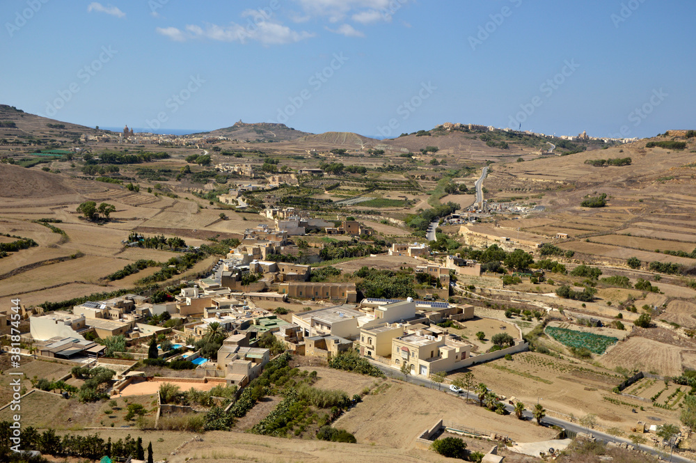 landscape of Gozo island in bright sunny day, Malta