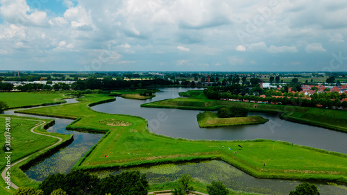 View of the city Heusden  Netherland shot with a drone. 