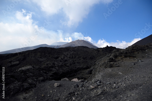 Etna mountain volcano landscape in bright sunny day, Sicily island, Italy