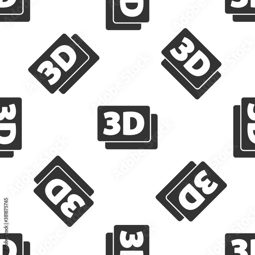 Grey 3D word icon isolated seamless pattern on white background. Vector.