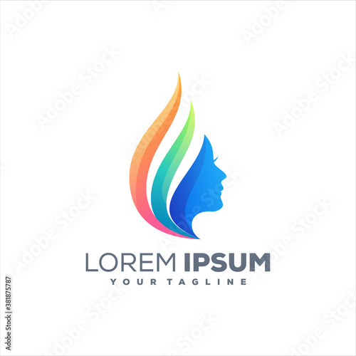 woman beauty gradient logo design