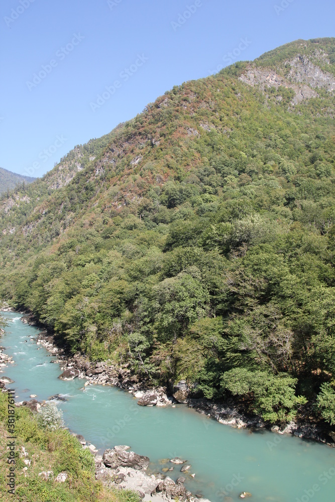 Mountain river Bzyb in Abkhazia
