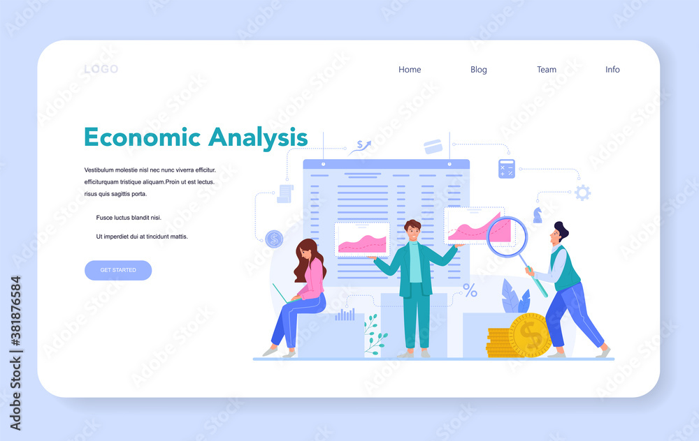 Economists concept. Economic analysis web banner or landing. Economists concept. Economic analysis web banner or landing.