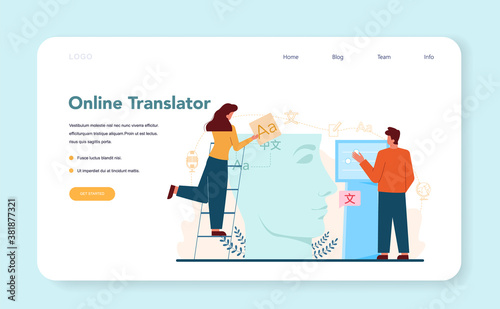 Translator and translation service web banner or landing page