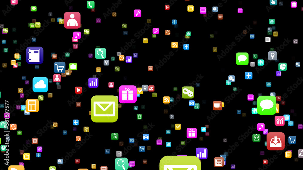 Technology Icon Network Symbol Digital devices on the Internet 3D illustration