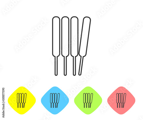 Grey line Aroma sticks, incense, aromas icon isolated on white background. Set icons in color rhombus buttons. Vector.