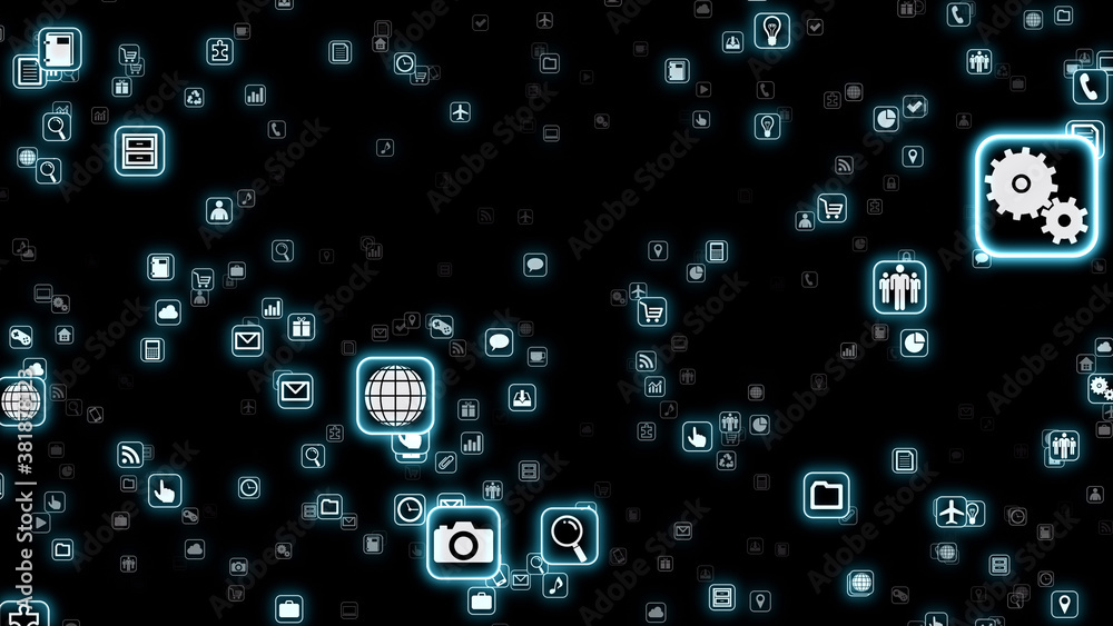 Technology Icon Network Symbol Digital devices on the Internet 3D illustration Technology Icon Network Symbol Digital devices on the Internet 3D illustration