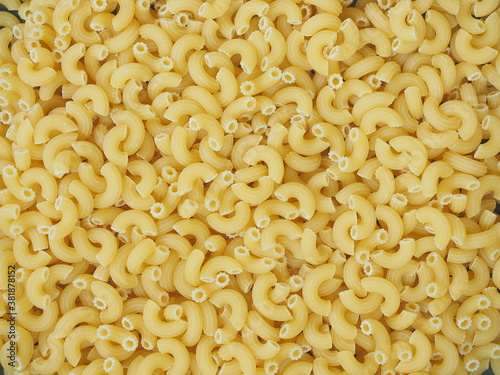 Close up of italian macaroni pasta food background. Raw Macaroni.