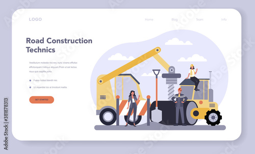 Construction and engineering industry web banner or landing page.