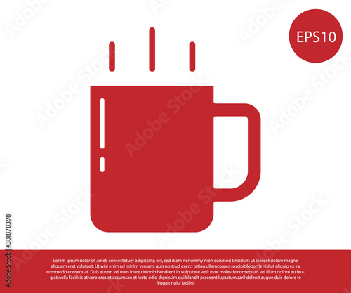 Red Coffee cup icon isolated on white background. Tea cup. Hot drink coffee. Vector.