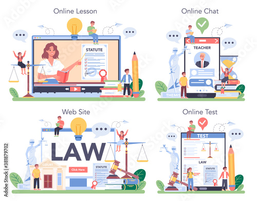 Law class online service or platform set. Punishment and judgement