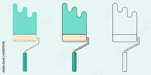 Paint roller flat vector illustration.