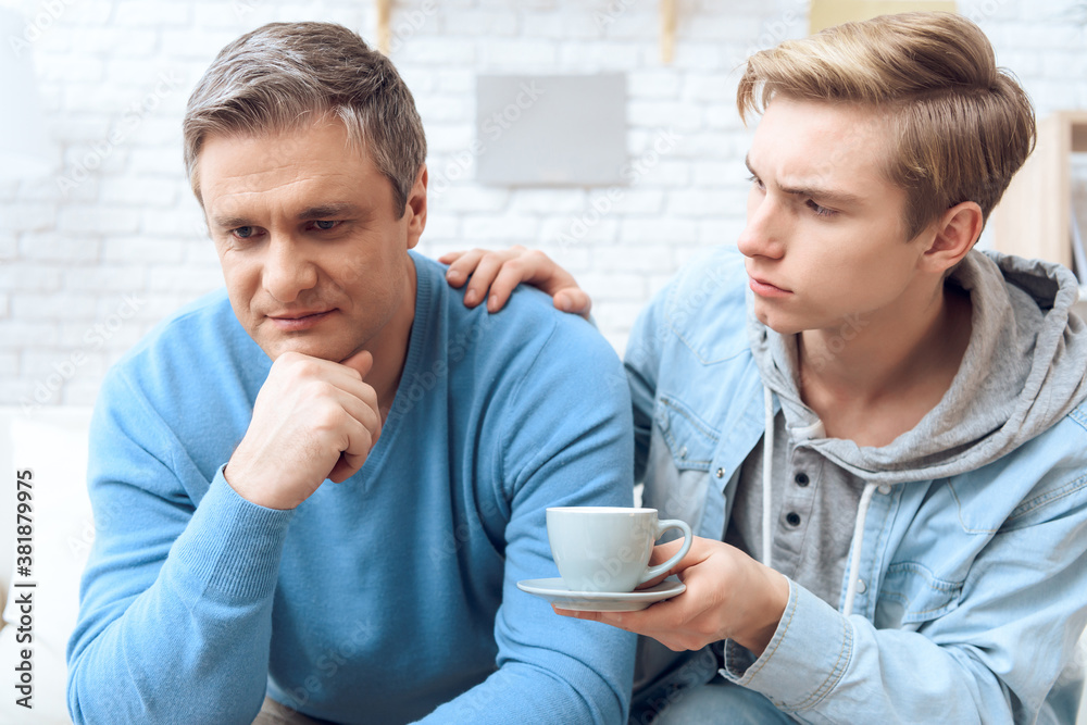 Son brought dad coffee to ask him for forgiveness. Son brought dad coffee to ask him for forgiveness.