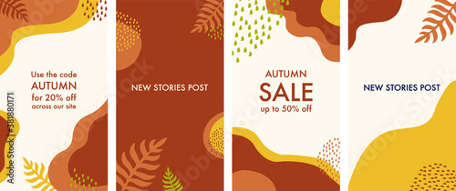 Abstract background autumn Design templates for social media posts and instagram stories, cards, posters with trendy design. Abstract shape with minimal design. Vector illustration.