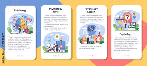 Psychology mobile application banner set. Mental and emotional