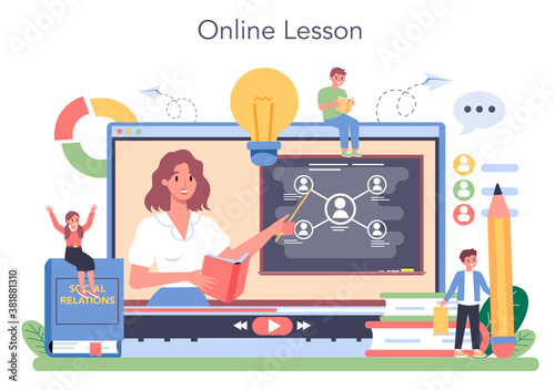 Sociology school subject online service or platform. Students