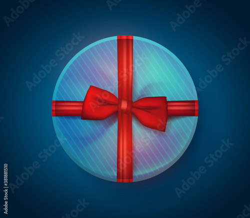 Realistic gifts box with ribbon. Present 3d. Vector illustration.