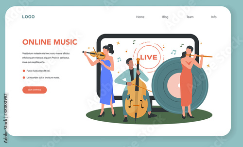 Online concert web banner or landing page. Musician or artist