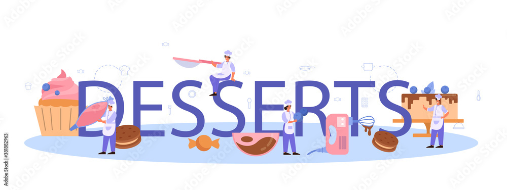 Confectioner typographic header. Professional confectioner chef. Sweet baker