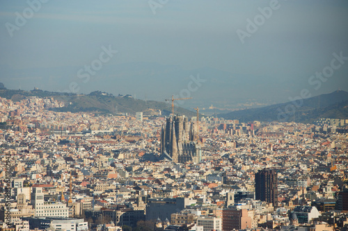 Obraz na płótnie The skyline of Barcelona, Spain w salonie