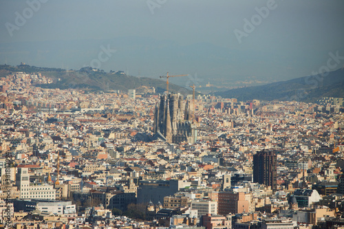 Obraz na płótnie The skyline of Barcelona, Spain w salonie