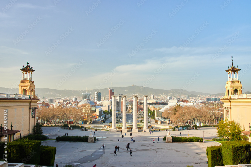 The skyline of Barcelona, Spain