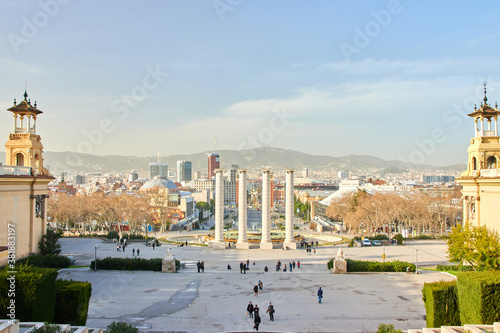 Obraz na płótnie The skyline of Barcelona, Spain w salonie